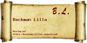 Beckman Lilla névjegykártya